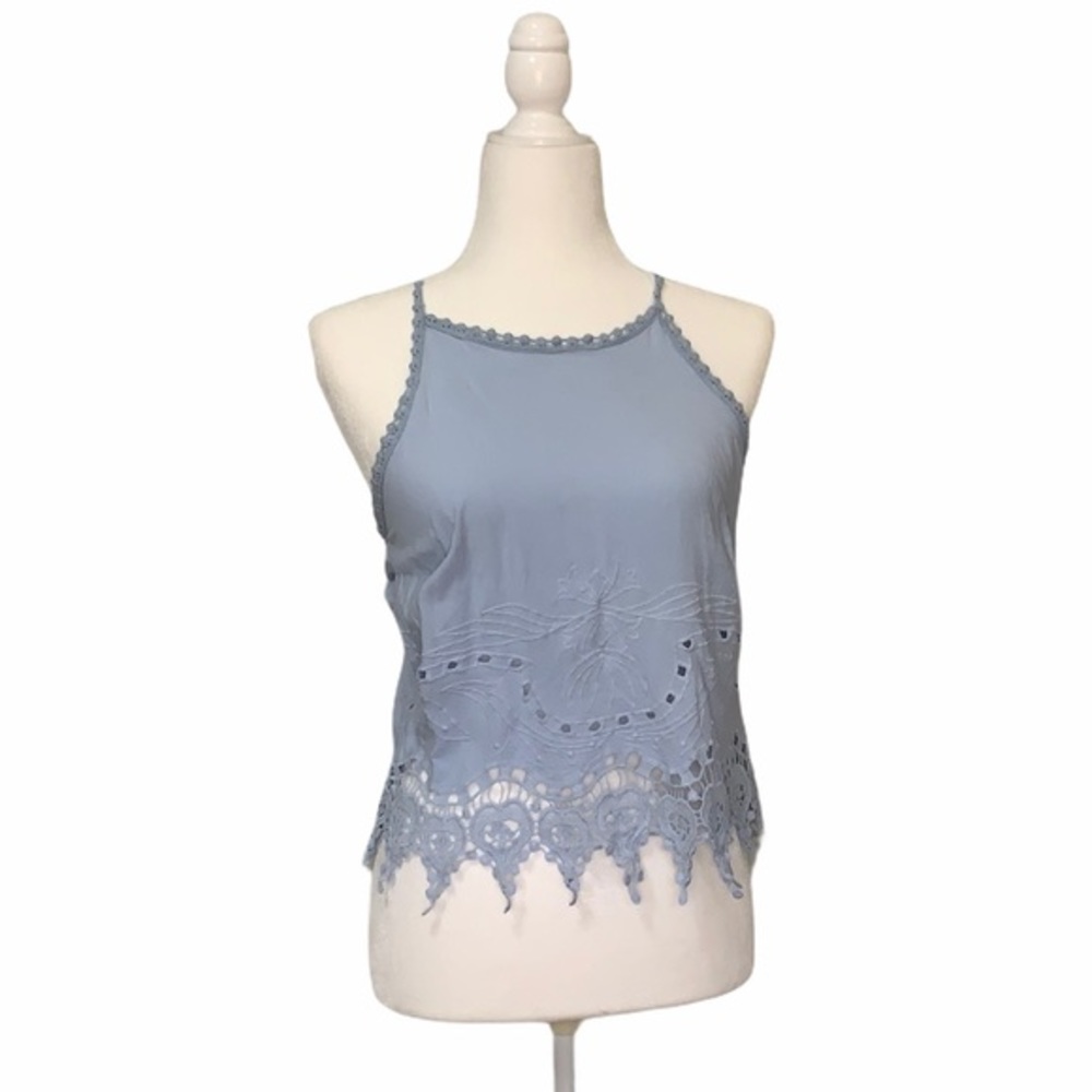 Ladies' Kendall & Kylie Lace Floral Crochet Halter High Neck Tank Size Medium